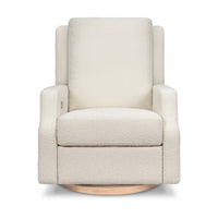 M22286WBLB,Namesake,Crewe Electronic Swivel Glider Recliner in Ivory Boucle w/Light Wood Base