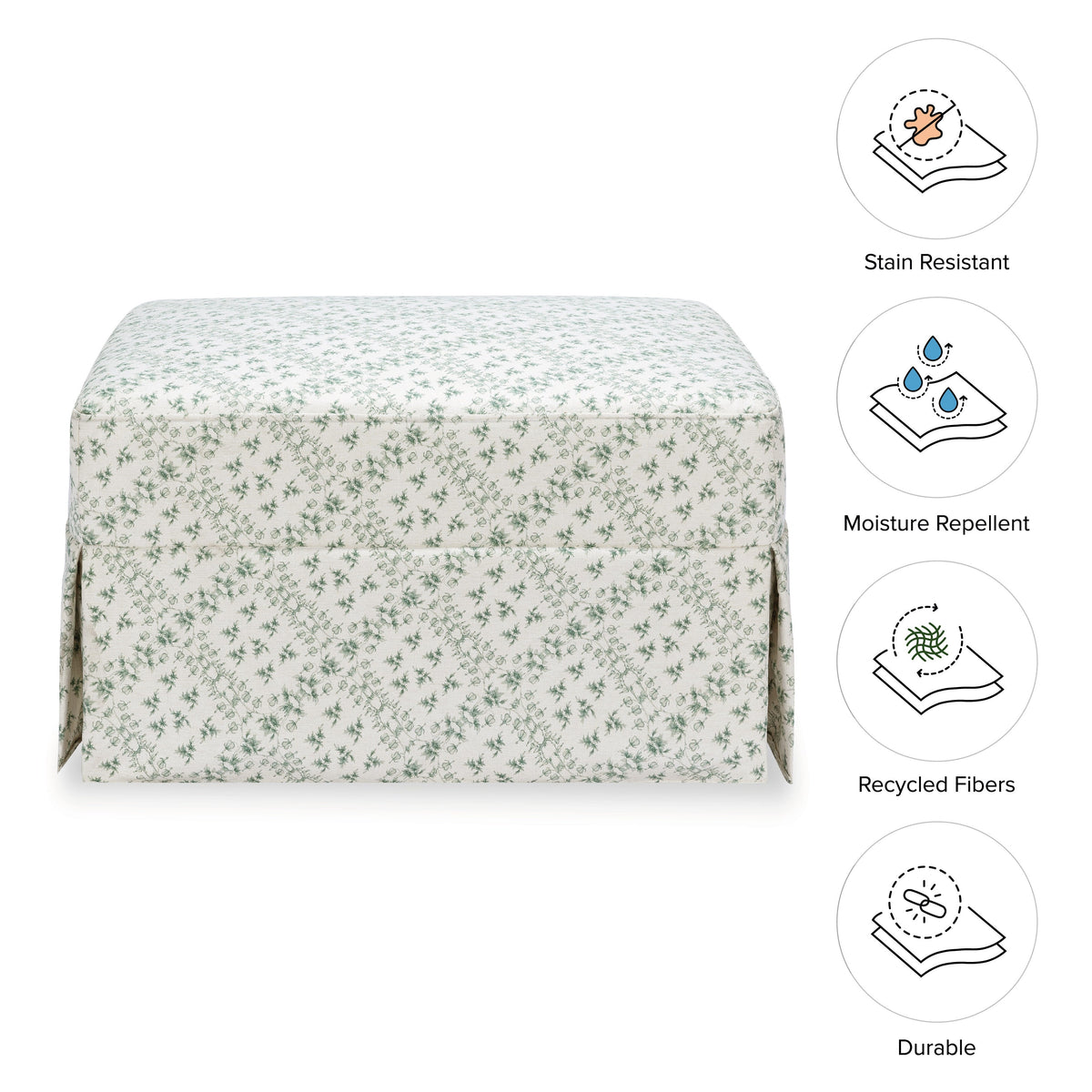 M21785GLT,Namesake,Sarah Flint x Namesake Crawford Gliding Ottoman in Green Lattice Performance Eco-Weave