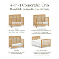 M24801HYPSEW,Namesake,Eloise 4-in-1 Convertible Crib in Honey & Performance Sand Eco-Weave