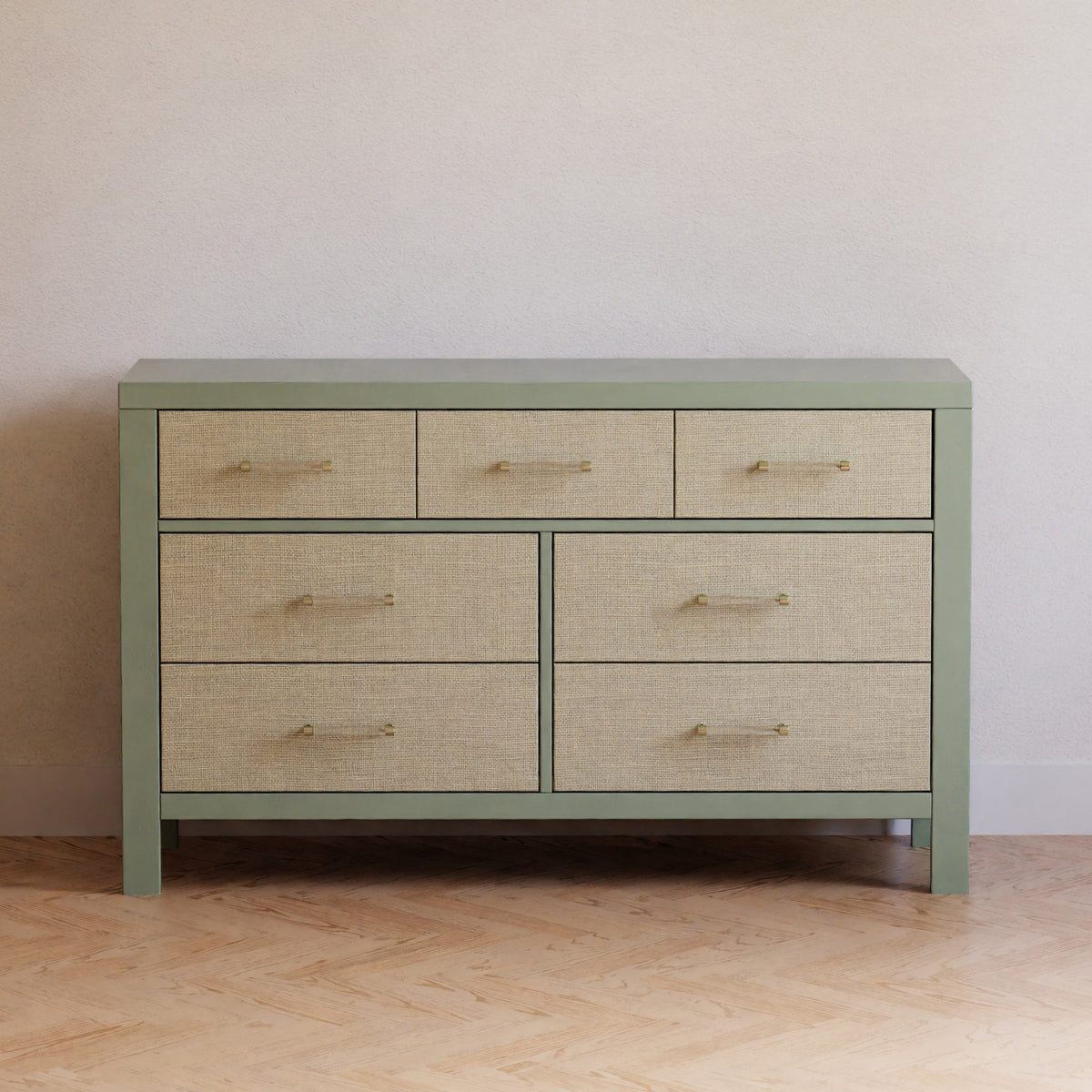 M24816FSPSEW,Namesake,Eloise 7-Drawer Assembled Dresser in French Sage and Performance Sand Eco-Weave