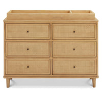 M23716HYHC,Namesake,Marin with Cane 6 Drawer Assembled Dresser in Honey and Honey Cane