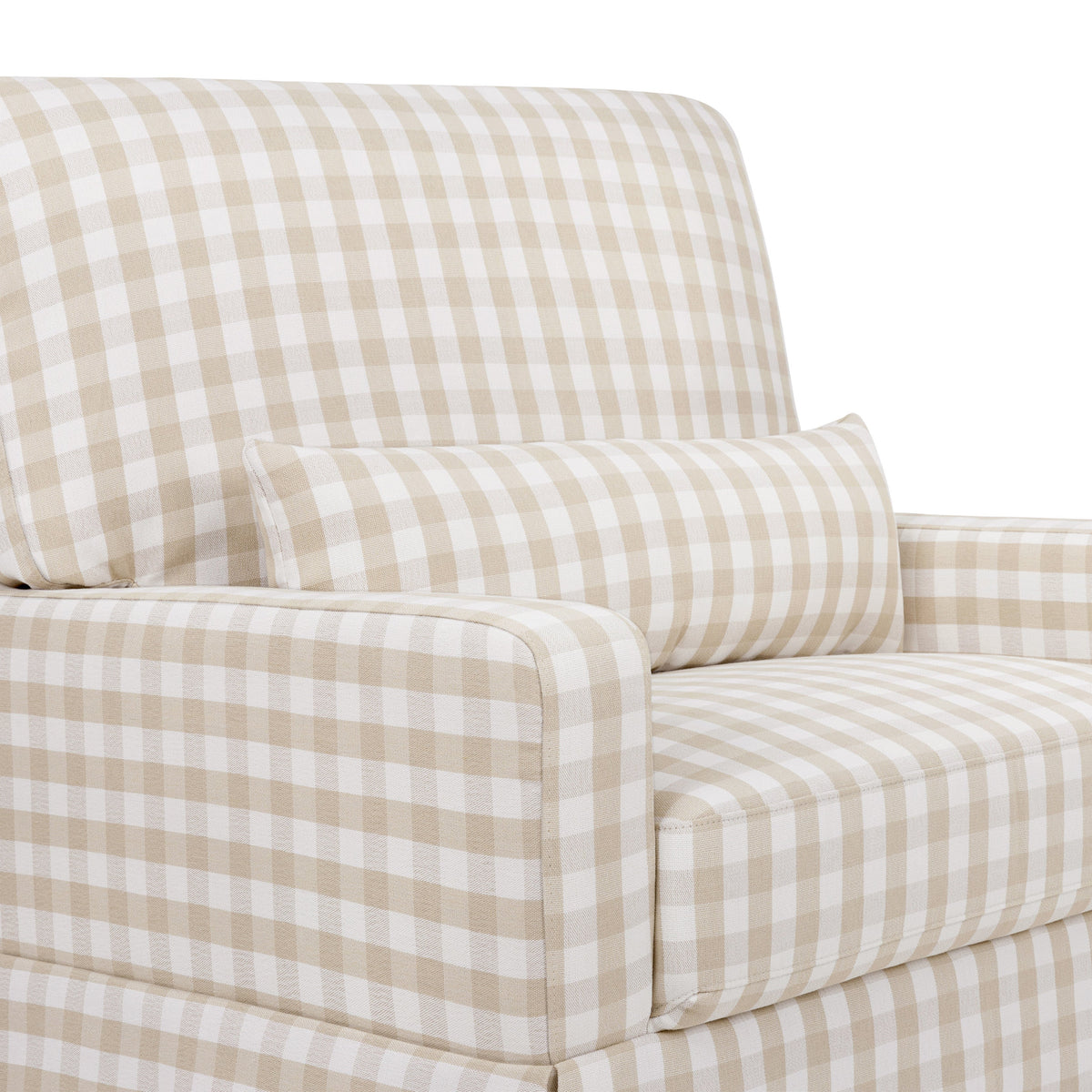 M21797TGH,Namesake,Crawford Chair and a Half Pillowback Swivel Glider in Tan Gingham