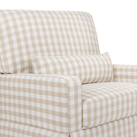 M21797TGH,Namesake,Crawford Chair and a Half Pillowback Swivel Glider in Tan Gingham