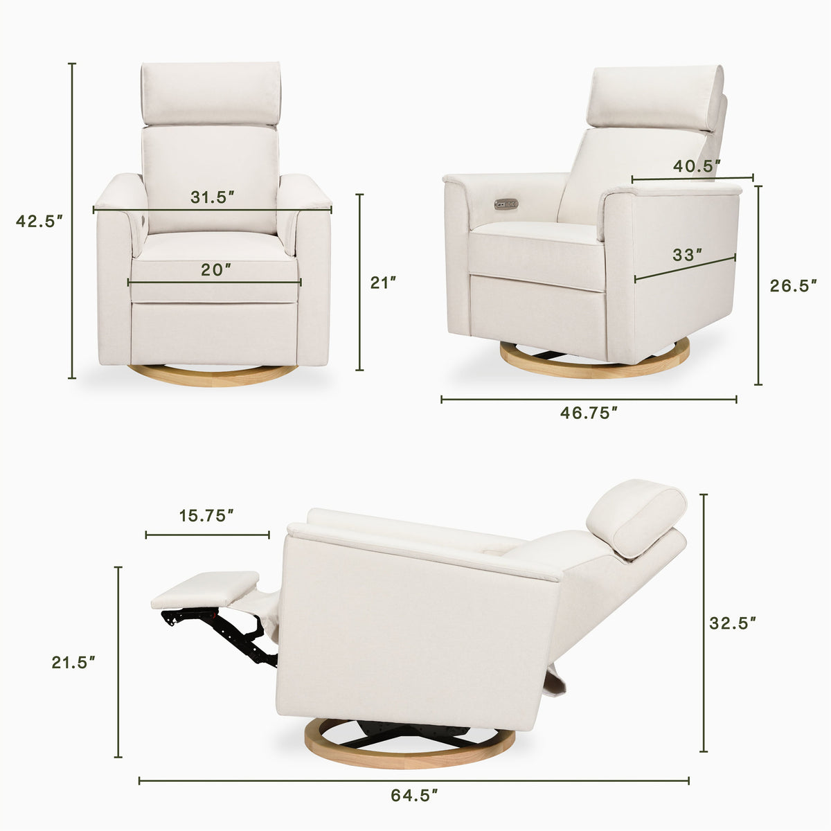 Namesake Willa Plus Power Glider Recliner w/ Power Headrest