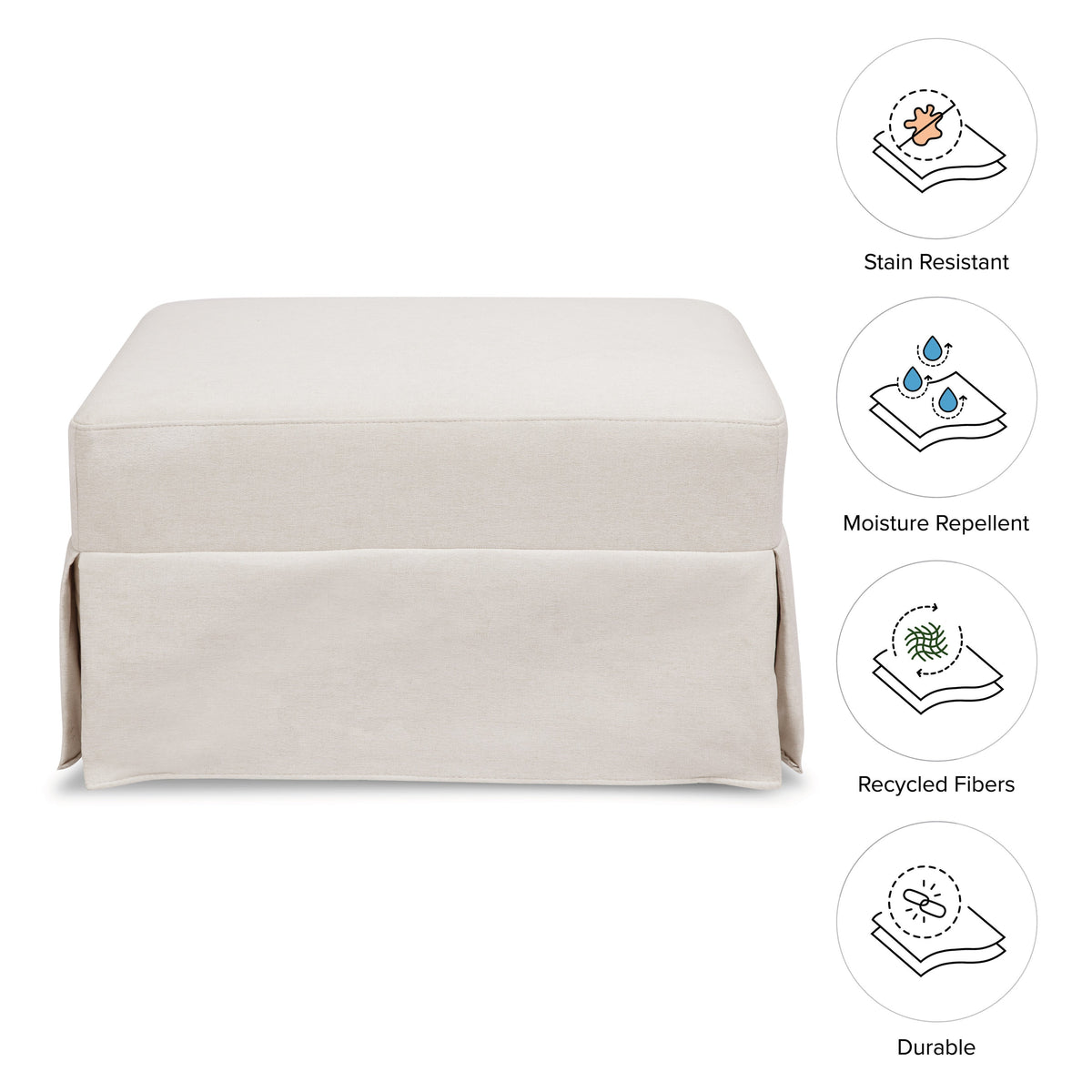M21785PCMEW,Namesake,Crawford Gliding Ottoman in Performance Cream Eco-Weave