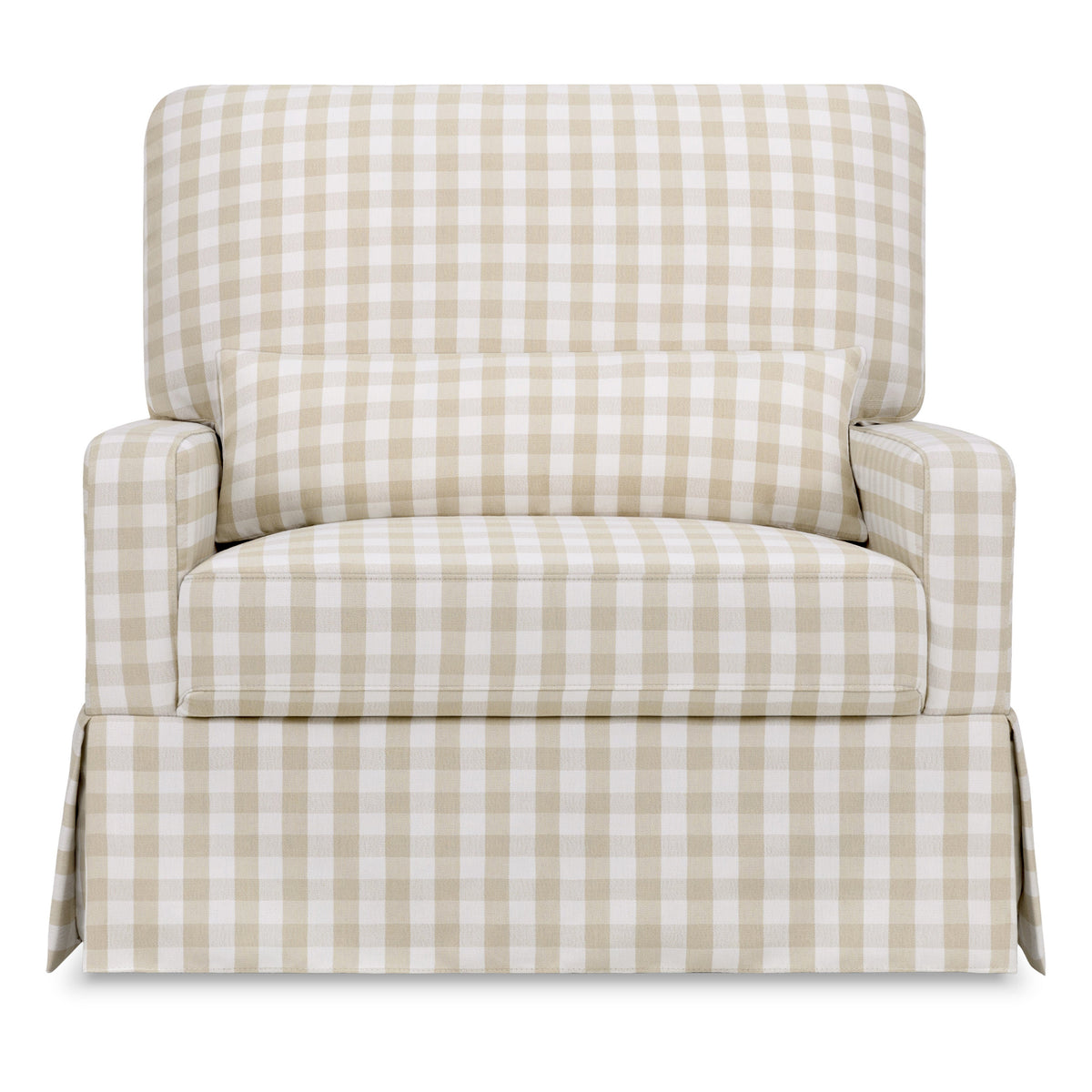 M21797TGH,Namesake,Crawford Chair and a Half Pillowback Swivel Glider in Tan Gingham