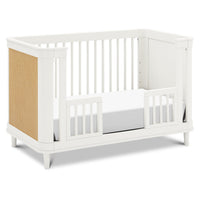 M23701RWHC,Namesake,Marin with Cane 3-in-1 Convertible Crib in Warm White and Honey Cane