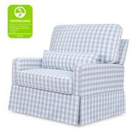 M21797BGH,Namesake,Crawford Chair and a Half Pillowback Swivel Glider in Blue Gingham