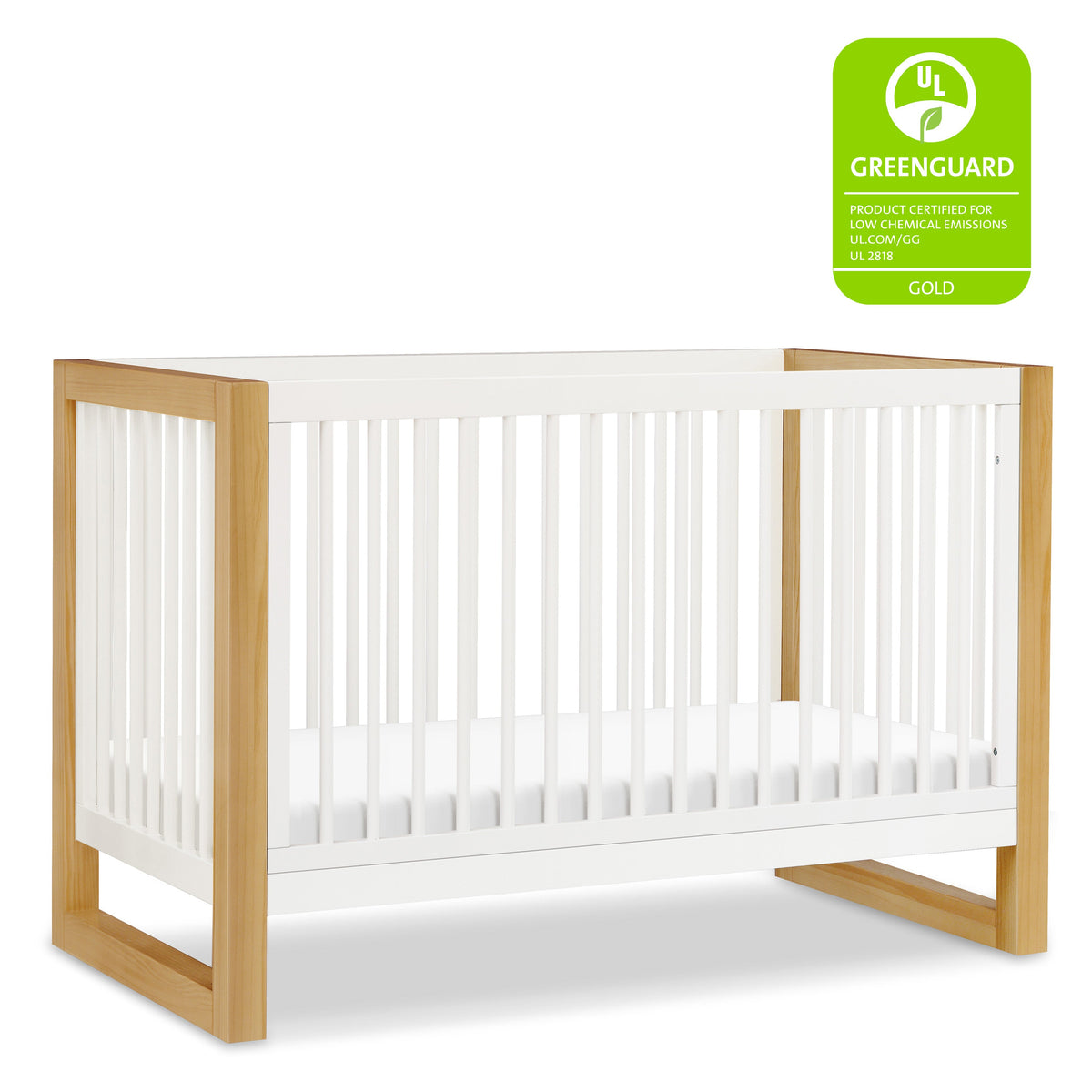 M23301RWHY,Namesake,Nantucket 3-in-1 Convertible Crib w/Toddler Bed Conversion Kit in Warm White/Honey