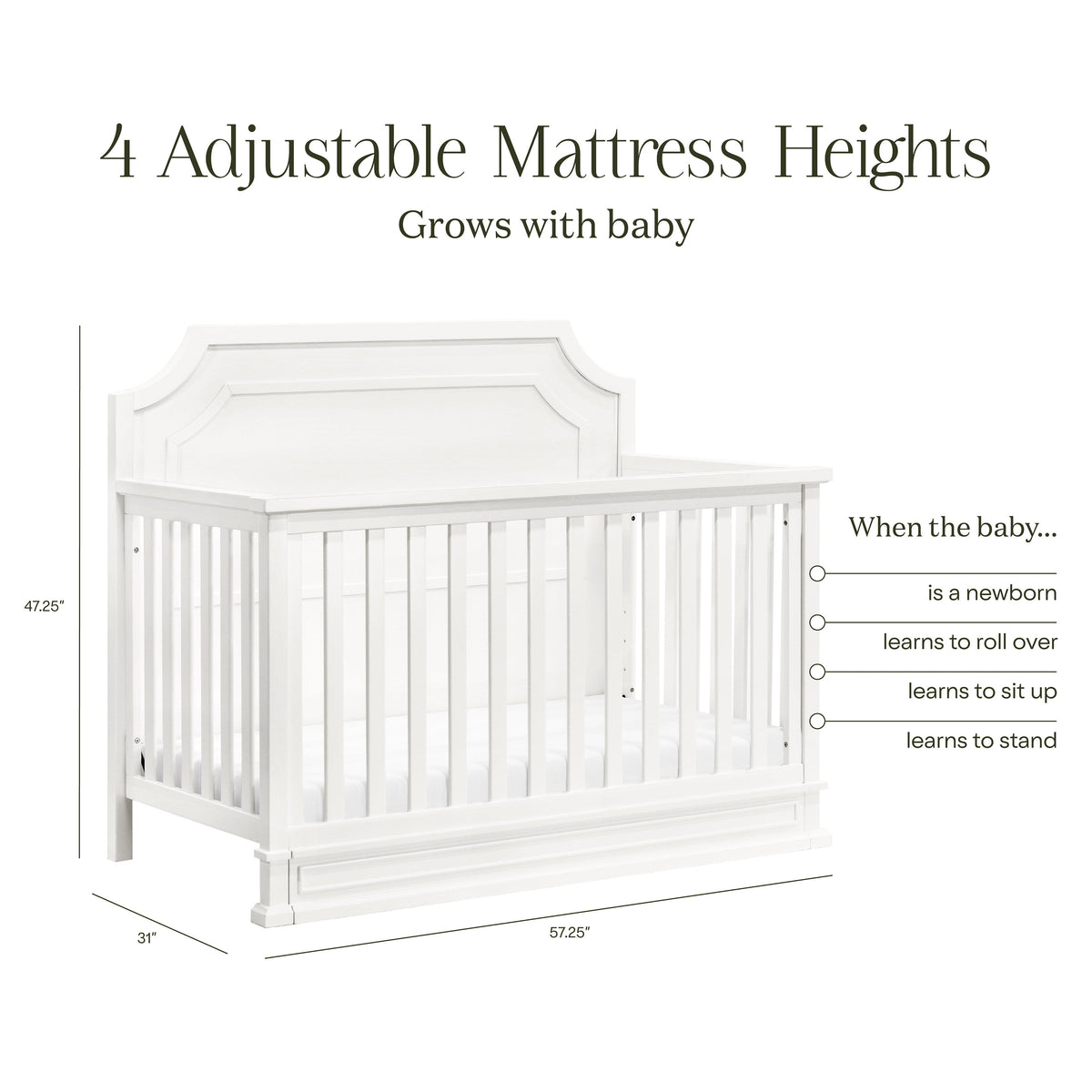 M10701RW,Namesake,Emma Regency 4-in-1 Convertible Crib in Warm White