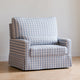 M21797BGH,Namesake,Crawford Chair and a Half Pillowback Swivel Glider in Blue Gingham