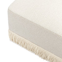 M21785WBIF,Namesake,Crawford Gliding Ottoman in Ivory Boucle with Ivory Tassel Fringe