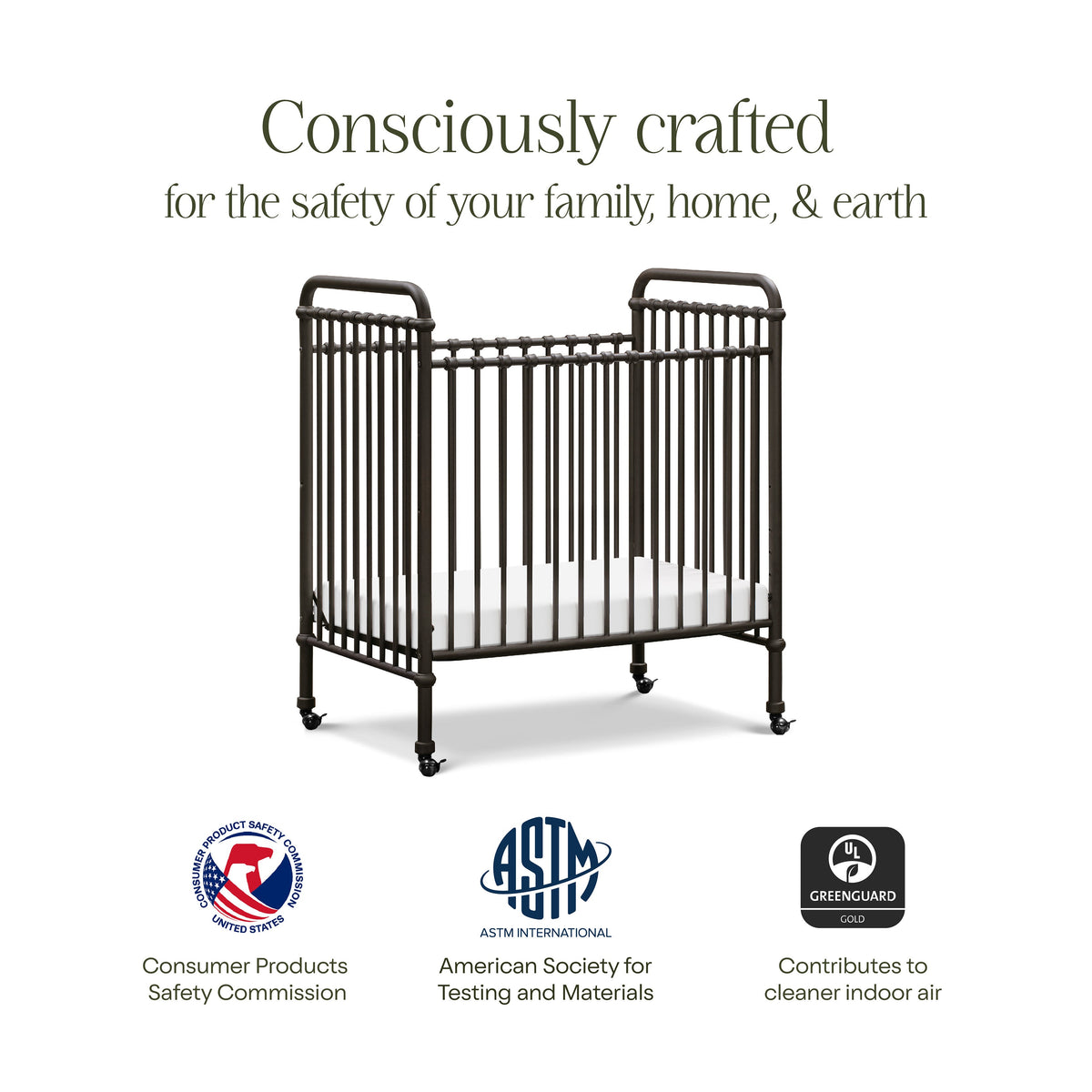 M15598UR,Namesake,Abigail 3-in-1 Convertible Mini Crib in Vintage Iron