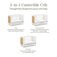 M23701RWHC,Namesake,Marin with Cane 3-in-1 Convertible Crib in Warm White and Honey Cane