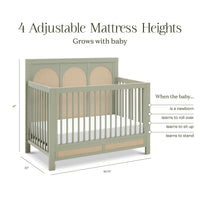 M24801FSPSEW,Namesake,Eloise 4-in-1 Convertible Crib in French Sage and Performance Sand Eco-Weave