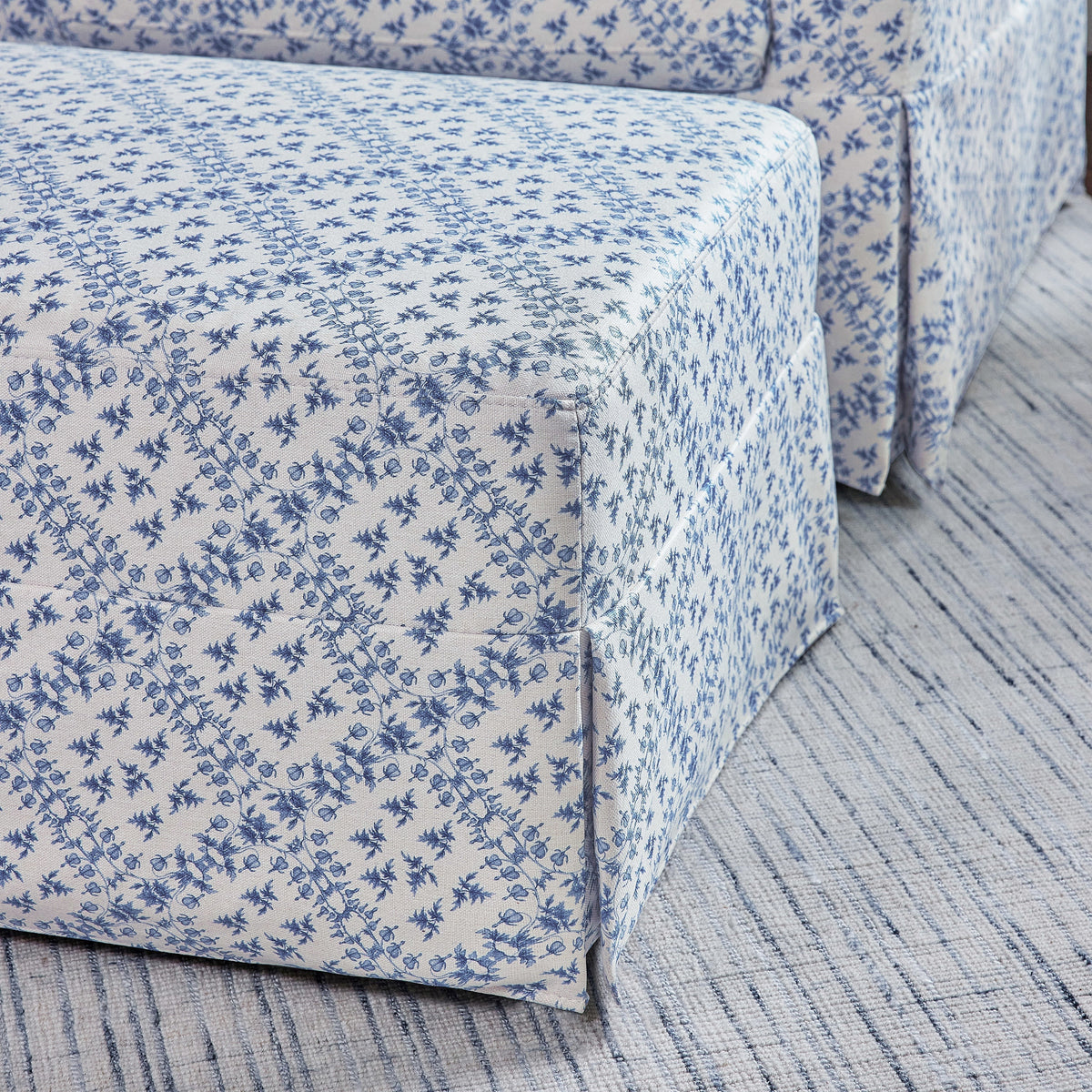 M21785BLT,Namesake,Sarah Flint x Namesake Crawford Gliding Ottoman in Blue Lattice Performance Eco-Weave