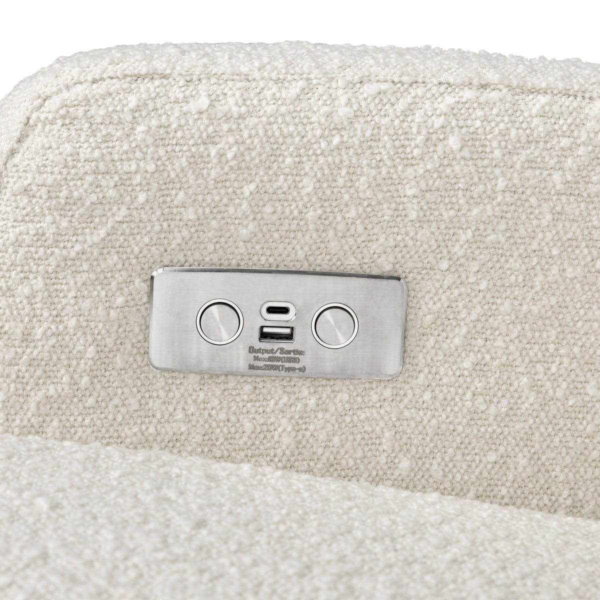 M22286WBLB,Namesake,Crewe Electronic Swivel Glider Recliner in Ivory Boucle w/Light Wood Base